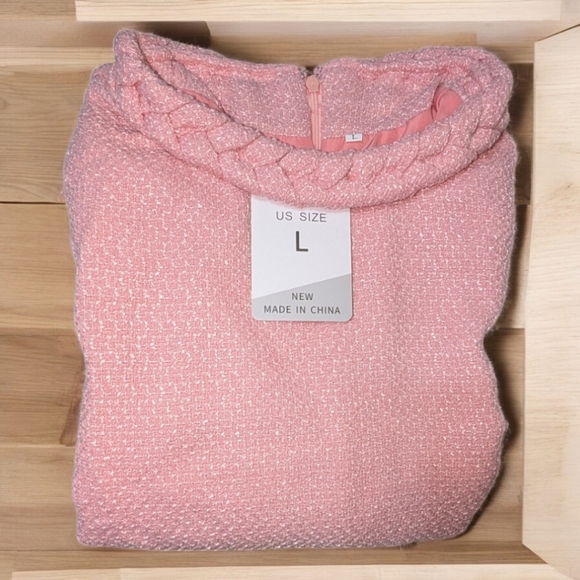 PRETTYGARDEN Women's Tweed Short Dress Crewneck Short Sleeve A Line Mini, New - Picture 7 of 13